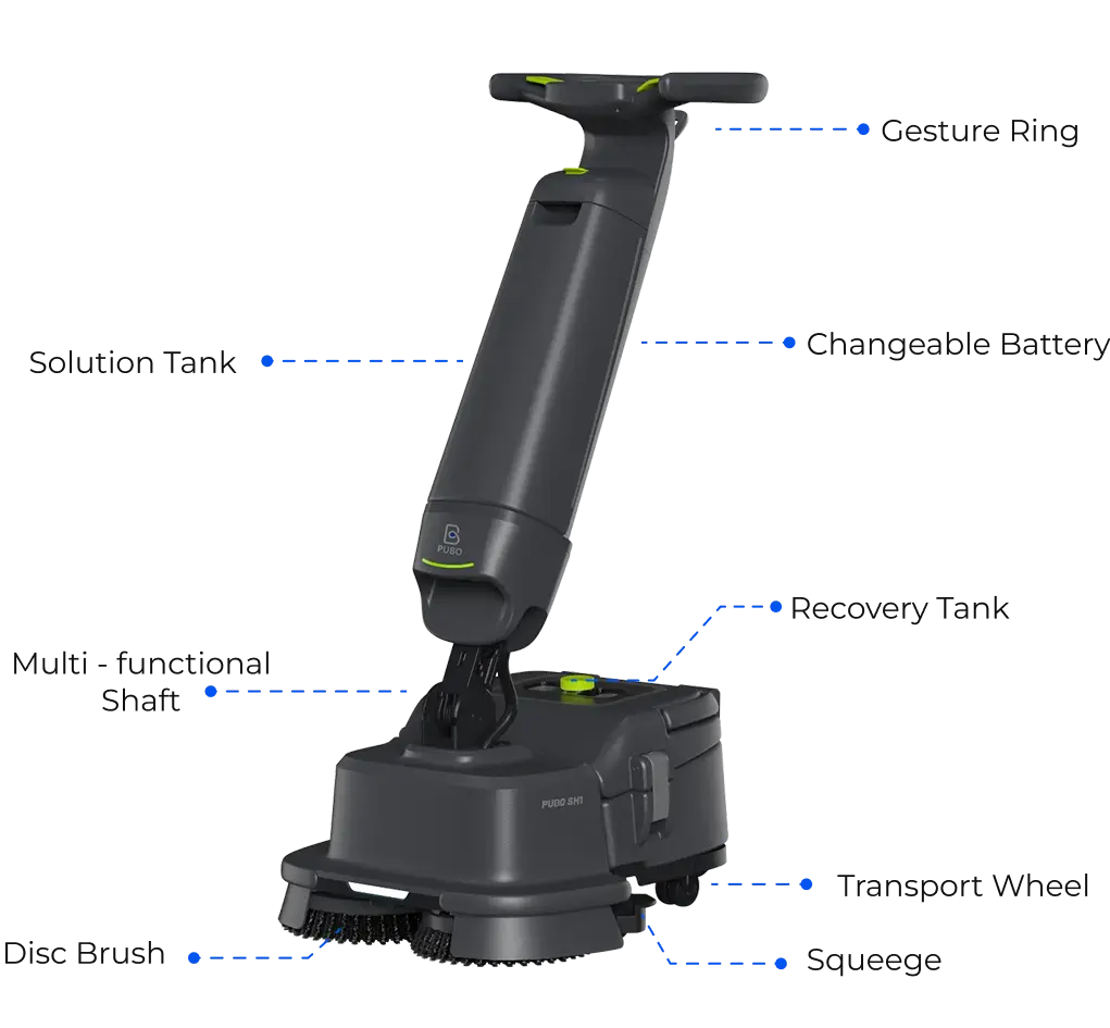 PUDU SH1 puhastusrobot ja selle komponendid